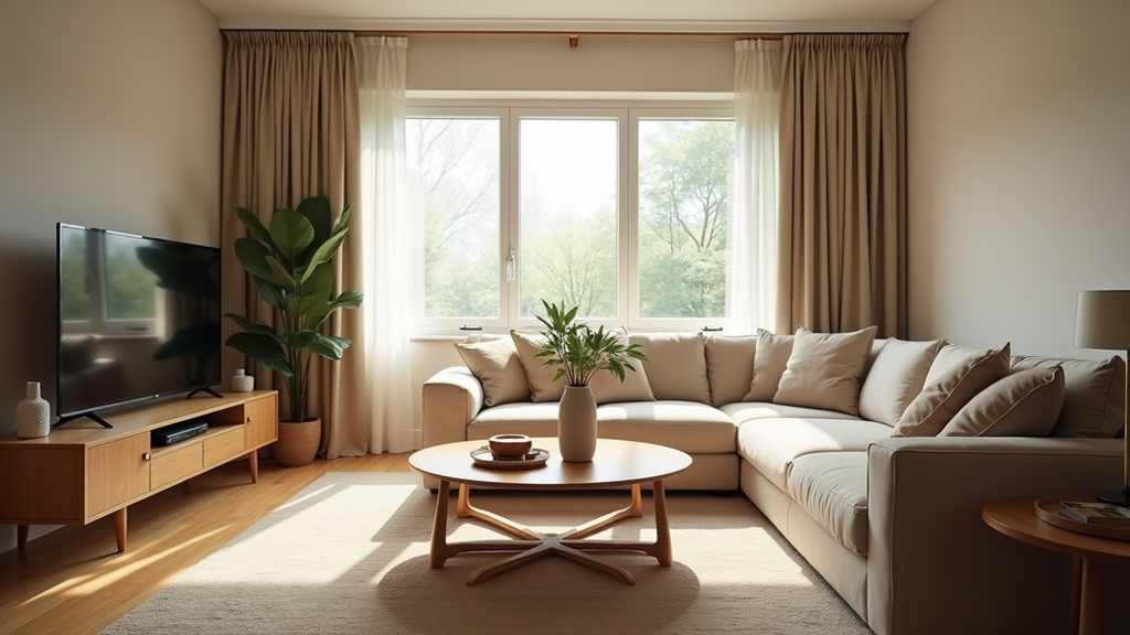 Eye-level view of a cozy living room after a professional cleaning session