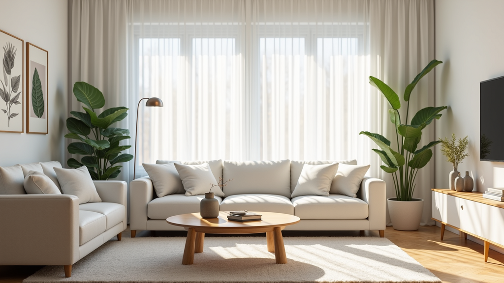 Eye-level view of a clean and organized living room